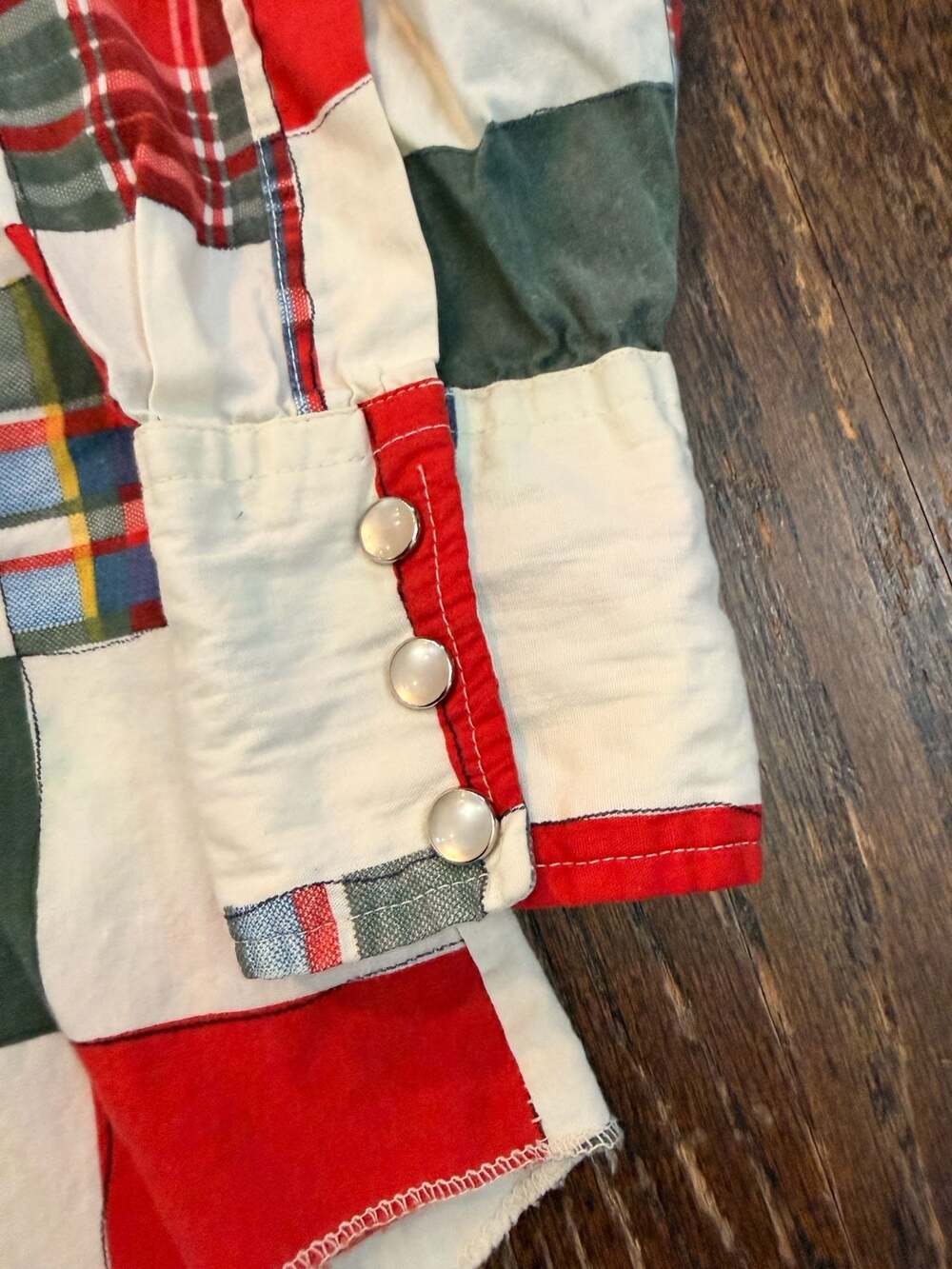 Vintage 70s H Bar C Ranchwear Multi-Color Patchwork Western Pearl Snap Shirt - Picture 2 of 5
